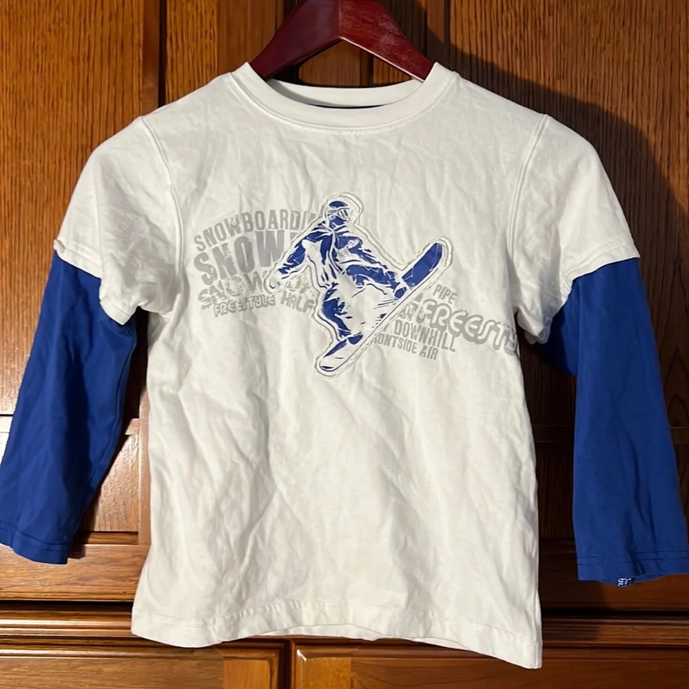 Gymboree Boys Size 6 Snowboarding Shirt Faux Layered Graphic Tee
